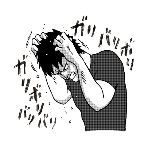男性が頭を掻いているイラスト