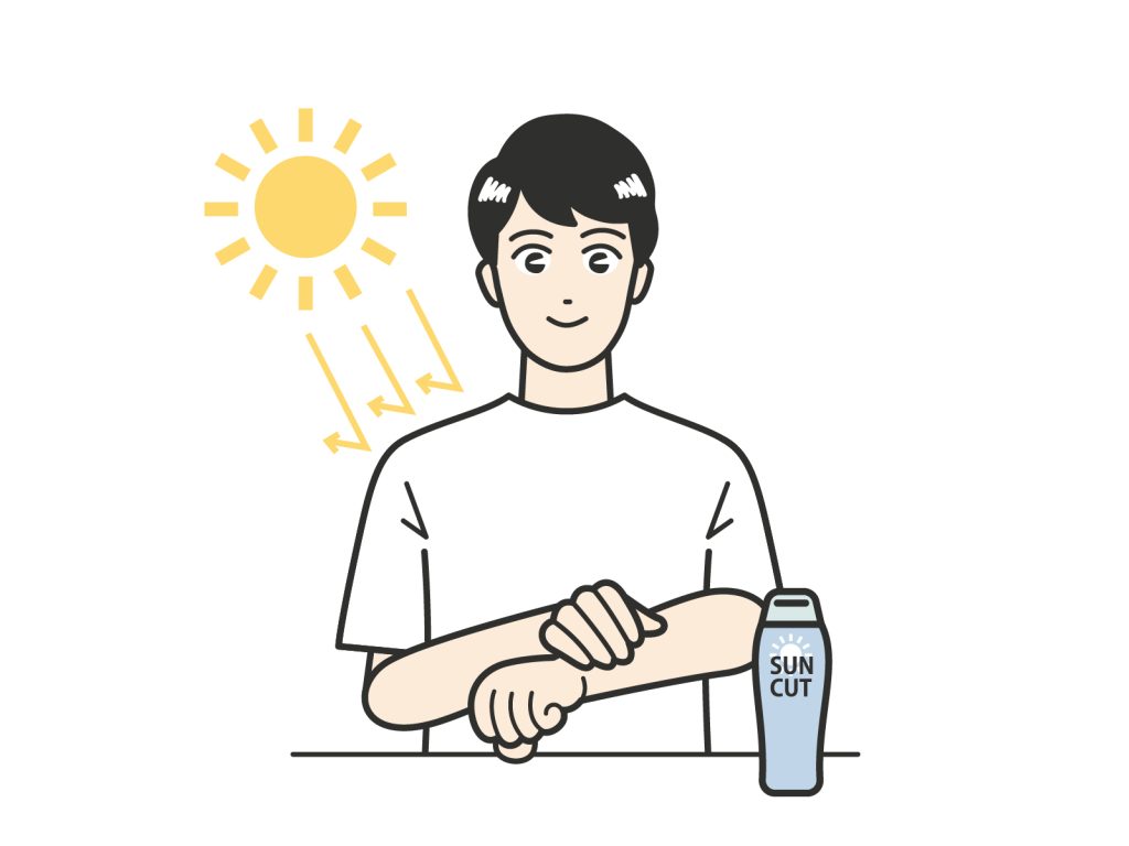 日焼け止めを塗る男性