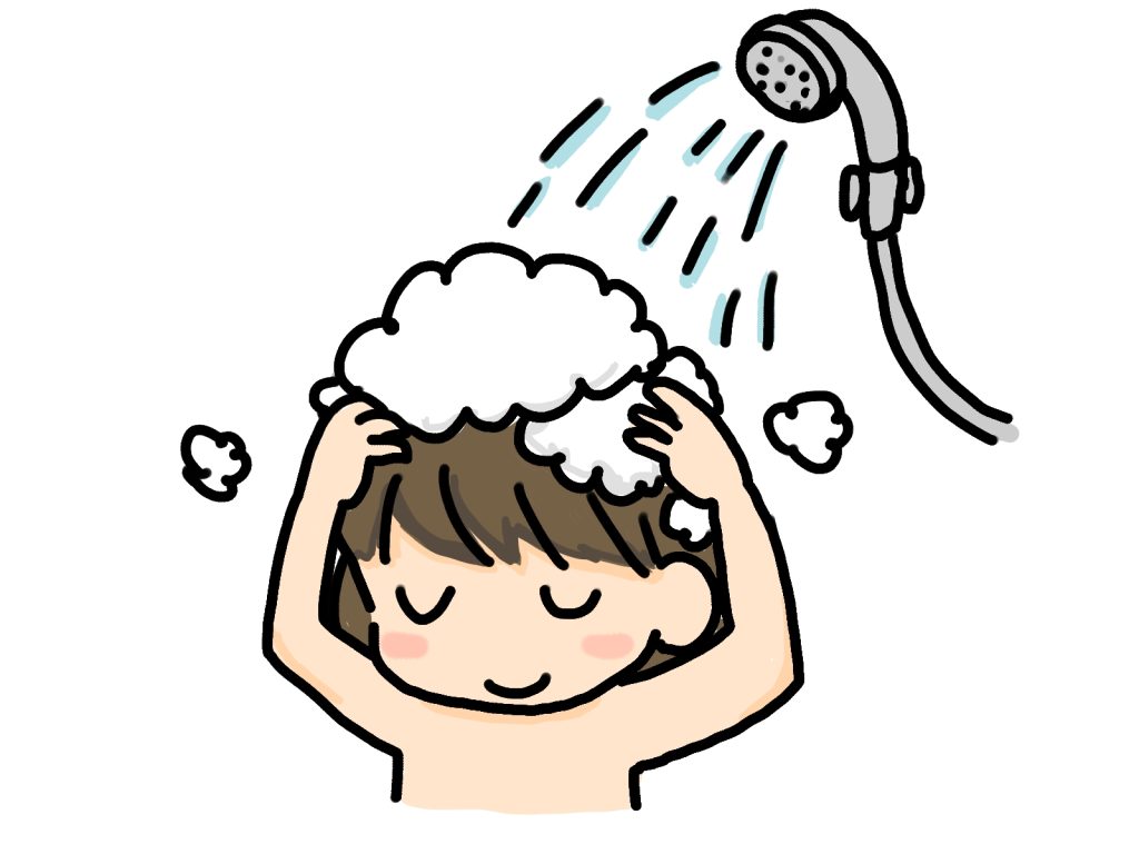 シャンプーをしているイラスト