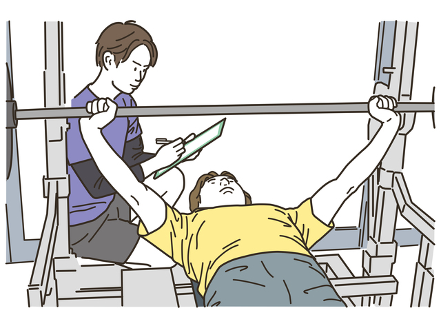 パーソナルジムでトレーニングしているイラスト