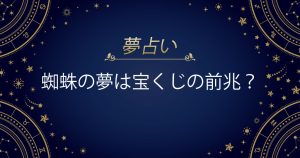 蜘蛛の夢は宝くじの前兆？